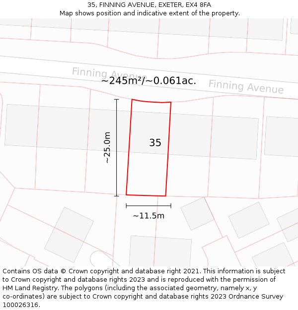 35, FINNING AVENUE, EXETER, EX4 8FA: Plot and title map