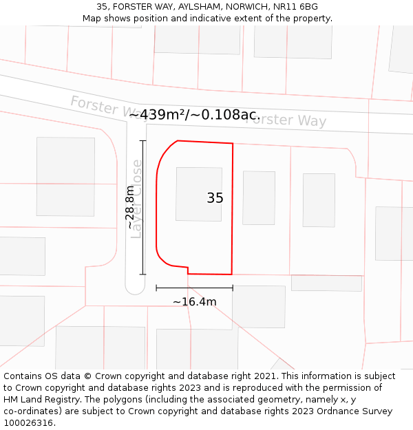 35, FORSTER WAY, AYLSHAM, NORWICH, NR11 6BG: Plot and title map