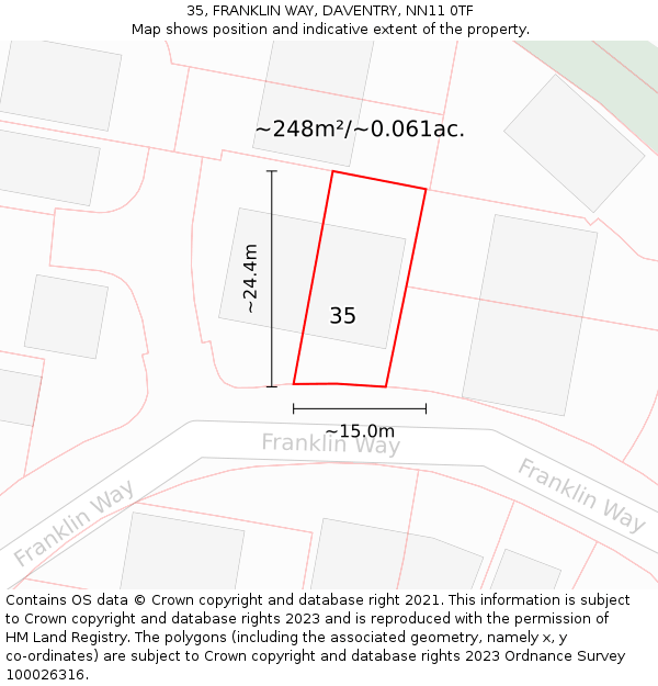 35, FRANKLIN WAY, DAVENTRY, NN11 0TF: Plot and title map