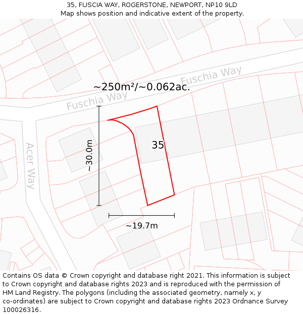 35, FUSCIA WAY, ROGERSTONE, NEWPORT, NP10 9LD: Plot and title map