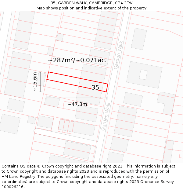 35, GARDEN WALK, CAMBRIDGE, CB4 3EW: Plot and title map