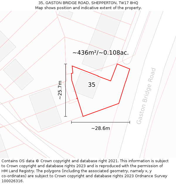 35, GASTON BRIDGE ROAD, SHEPPERTON, TW17 8HQ: Plot and title map