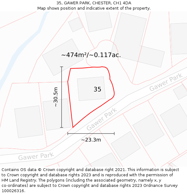 35, GAWER PARK, CHESTER, CH1 4DA: Plot and title map