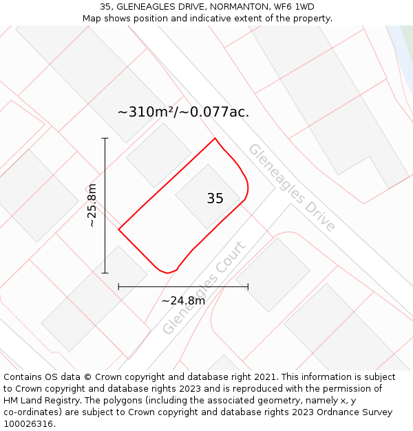 35, GLENEAGLES DRIVE, NORMANTON, WF6 1WD: Plot and title map