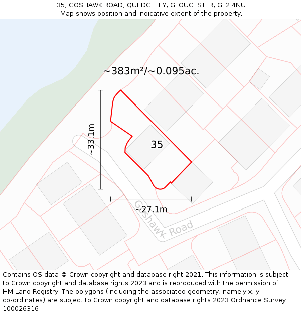 35, GOSHAWK ROAD, QUEDGELEY, GLOUCESTER, GL2 4NU: Plot and title map
