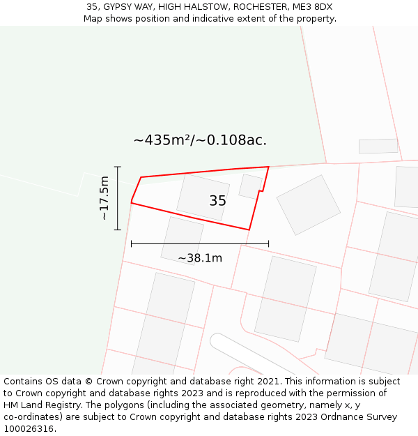 35, GYPSY WAY, HIGH HALSTOW, ROCHESTER, ME3 8DX: Plot and title map
