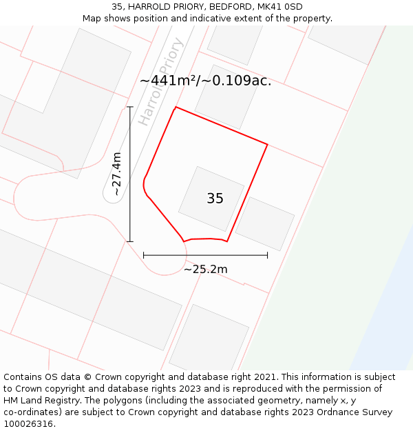 35, HARROLD PRIORY, BEDFORD, MK41 0SD: Plot and title map