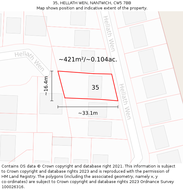 35, HELLATH WEN, NANTWICH, CW5 7BB: Plot and title map