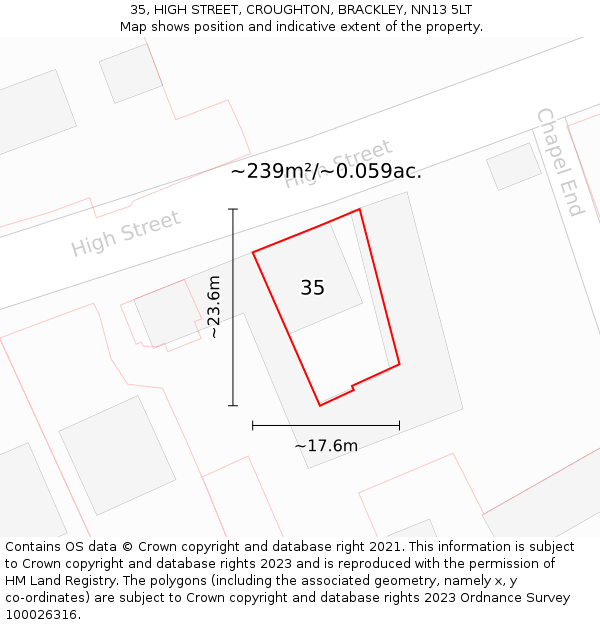 35, HIGH STREET, CROUGHTON, BRACKLEY, NN13 5LT: Plot and title map
