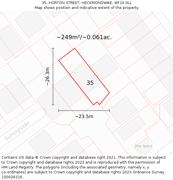 35, HORTON STREET, HECKMONDWIKE, WF16 0LL: Plot and title map