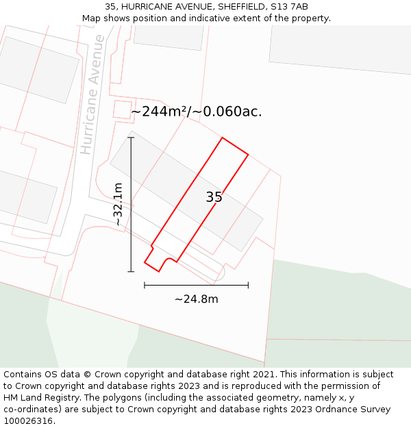 35, HURRICANE AVENUE, SHEFFIELD, S13 7AB: Plot and title map
