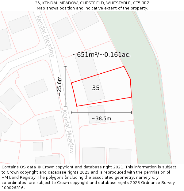 35, KENDAL MEADOW, CHESTFIELD, WHITSTABLE, CT5 3PZ: Plot and title map