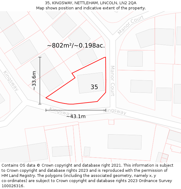 35, KINGSWAY, NETTLEHAM, LINCOLN, LN2 2QA: Plot and title map