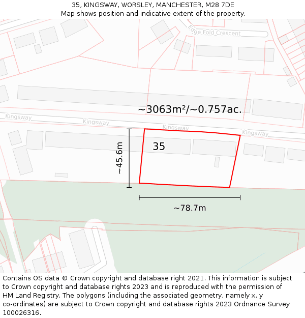 35, KINGSWAY, WORSLEY, MANCHESTER, M28 7DE: Plot and title map