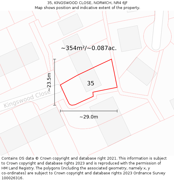 35, KINGSWOOD CLOSE, NORWICH, NR4 6JF: Plot and title map