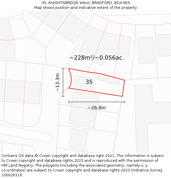 35, KNIGHTSBRIDGE WALK, BRADFORD, BD4 6ES: Plot and title map