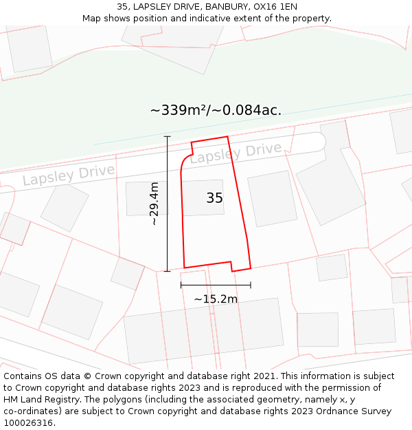 35, LAPSLEY DRIVE, BANBURY, OX16 1EN: Plot and title map