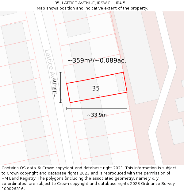 35, LATTICE AVENUE, IPSWICH, IP4 5LL: Plot and title map