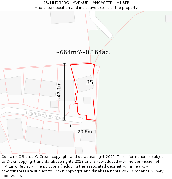 35, LINDBERGH AVENUE, LANCASTER, LA1 5FR: Plot and title map