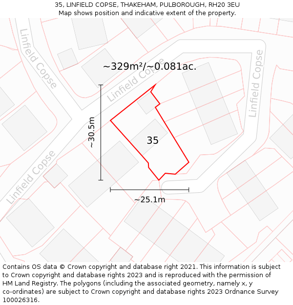 35, LINFIELD COPSE, THAKEHAM, PULBOROUGH, RH20 3EU: Plot and title map