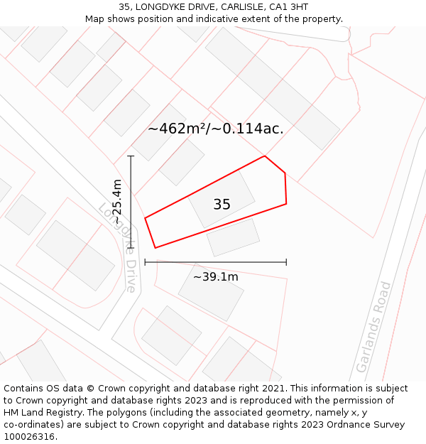 35, LONGDYKE DRIVE, CARLISLE, CA1 3HT: Plot and title map