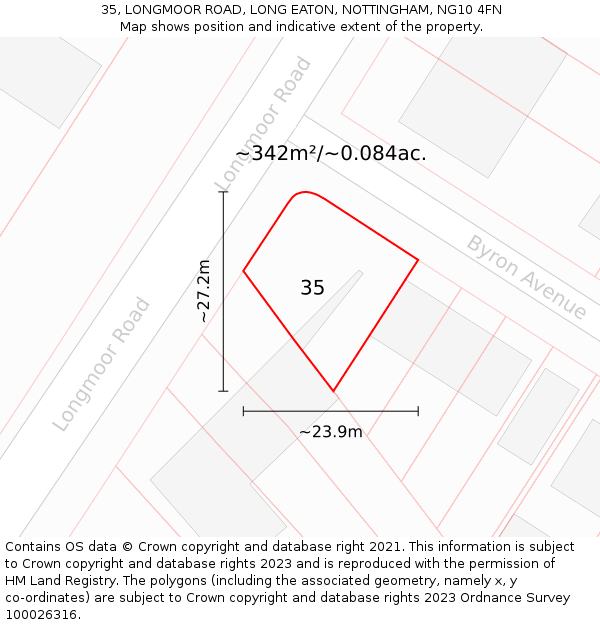 35, LONGMOOR ROAD, LONG EATON, NOTTINGHAM, NG10 4FN: Plot and title map