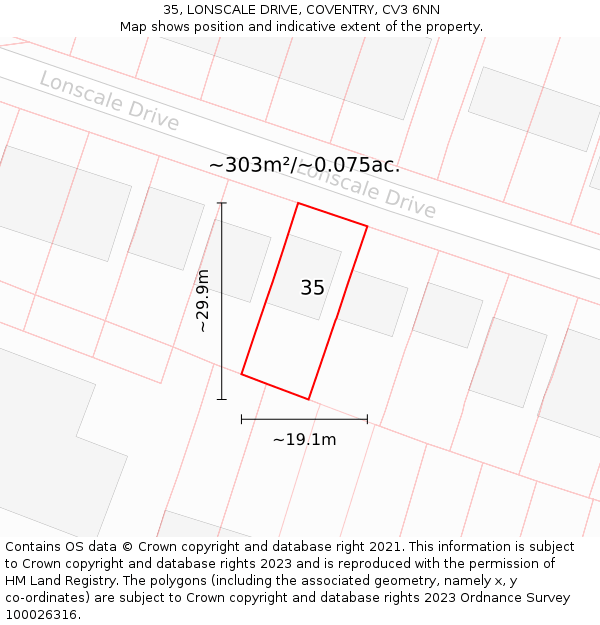 35, LONSCALE DRIVE, COVENTRY, CV3 6NN: Plot and title map