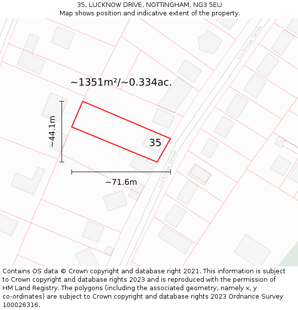 35, LUCKNOW DRIVE, NOTTINGHAM, NG3 5EU: Plot and title map