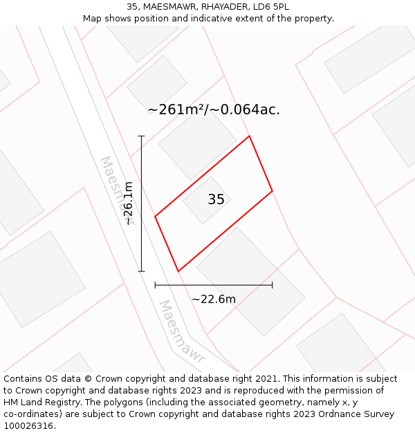35, MAESMAWR, RHAYADER, LD6 5PL: Plot and title map