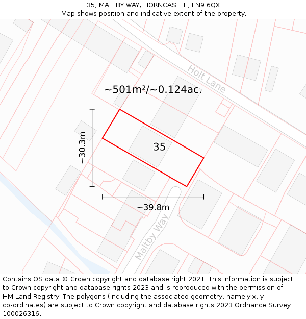 35, MALTBY WAY, HORNCASTLE, LN9 6QX: Plot and title map