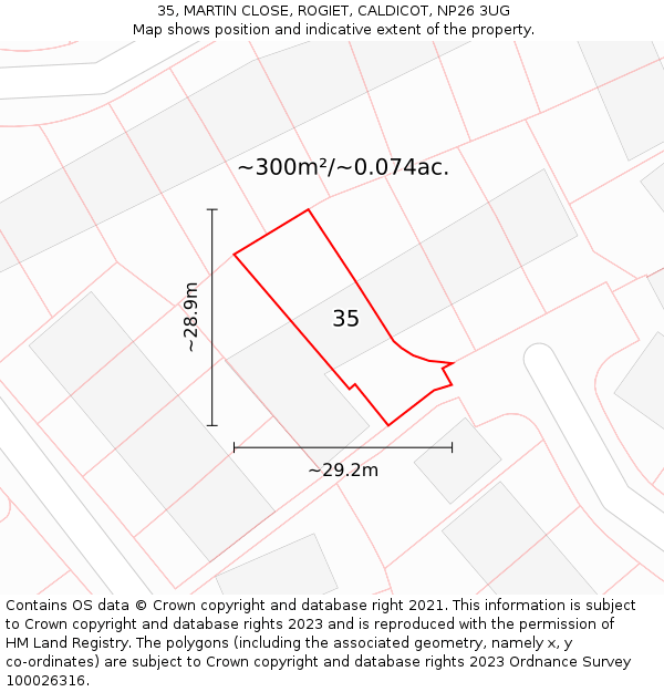35, MARTIN CLOSE, ROGIET, CALDICOT, NP26 3UG: Plot and title map