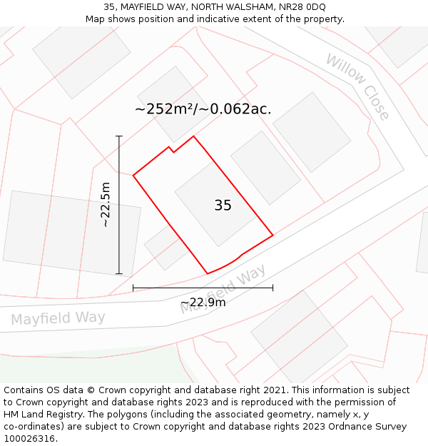 35, MAYFIELD WAY, NORTH WALSHAM, NR28 0DQ: Plot and title map