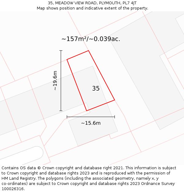 35, MEADOW VIEW ROAD, PLYMOUTH, PL7 4JT: Plot and title map