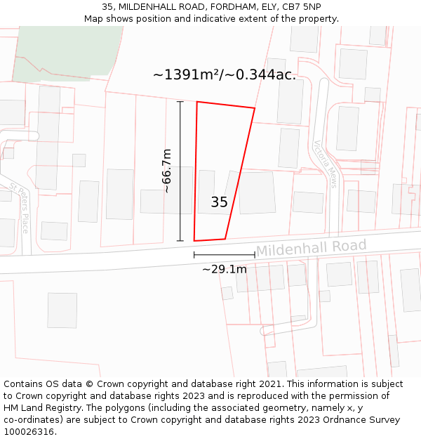 35, MILDENHALL ROAD, FORDHAM, ELY, CB7 5NP: Plot and title map