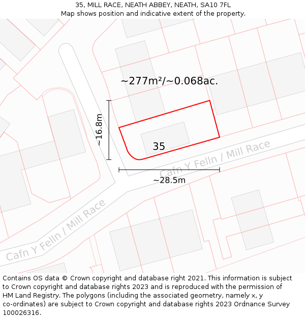 35, MILL RACE, NEATH ABBEY, NEATH, SA10 7FL: Plot and title map