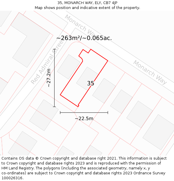 35, MONARCH WAY, ELY, CB7 4JP: Plot and title map