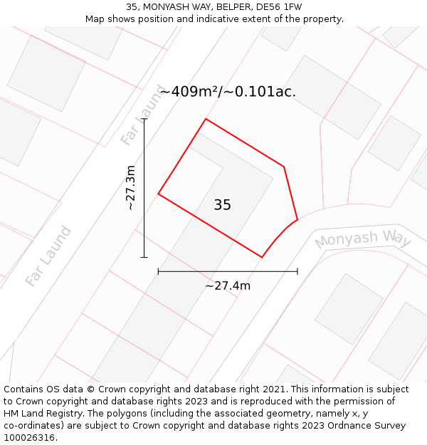 35, MONYASH WAY, BELPER, DE56 1FW: Plot and title map