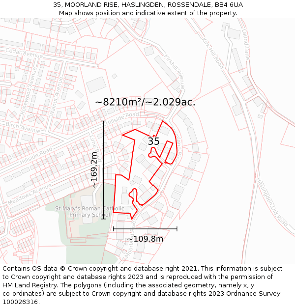 35, MOORLAND RISE, HASLINGDEN, ROSSENDALE, BB4 6UA: Plot and title map