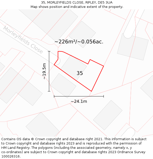 35, MORLEYFIELDS CLOSE, RIPLEY, DE5 3UA: Plot and title map