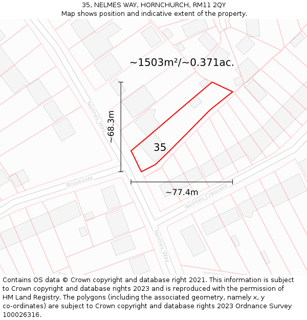 35, NELMES WAY, HORNCHURCH, RM11 2QY: Plot and title map