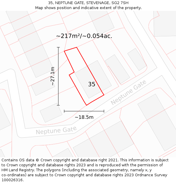 35, NEPTUNE GATE, STEVENAGE, SG2 7SH: Plot and title map