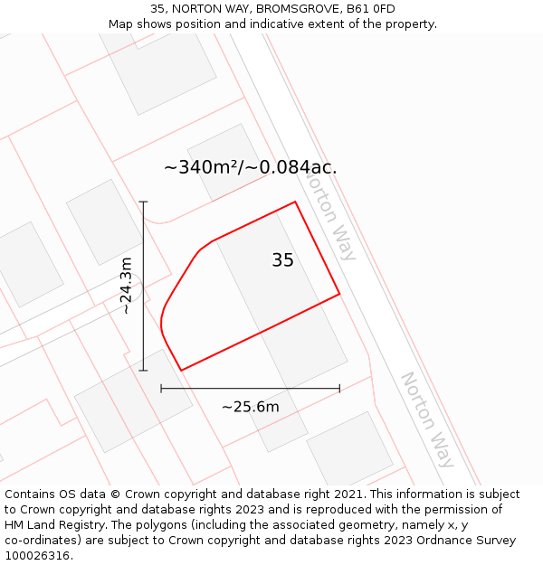 35, NORTON WAY, BROMSGROVE, B61 0FD: Plot and title map