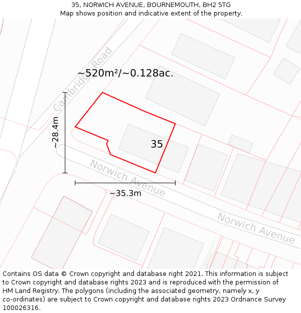 35, NORWICH AVENUE, BOURNEMOUTH, BH2 5TG: Plot and title map