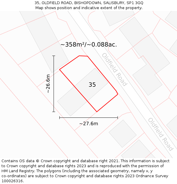 35, OLDFIELD ROAD, BISHOPDOWN, SALISBURY, SP1 3GQ: Plot and title map