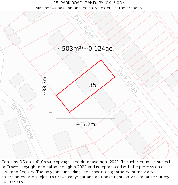 35, PARK ROAD, BANBURY, OX16 0DN: Plot and title map