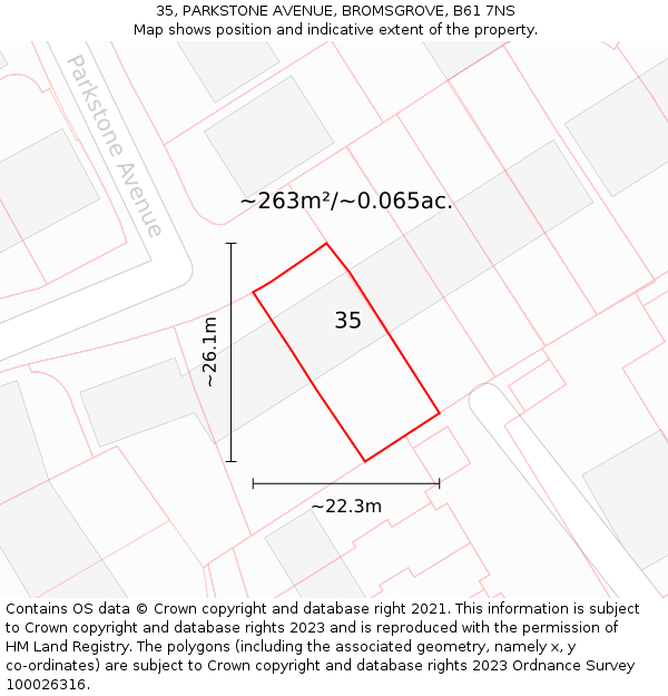 35, PARKSTONE AVENUE, BROMSGROVE, B61 7NS: Plot and title map
