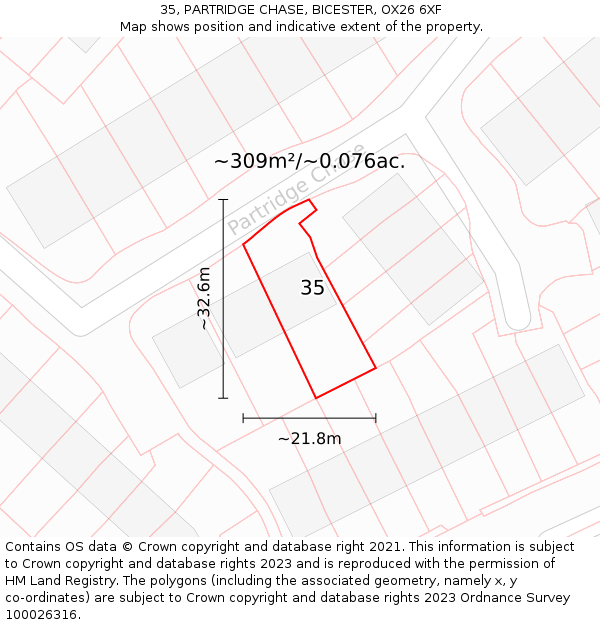 35, PARTRIDGE CHASE, BICESTER, OX26 6XF: Plot and title map