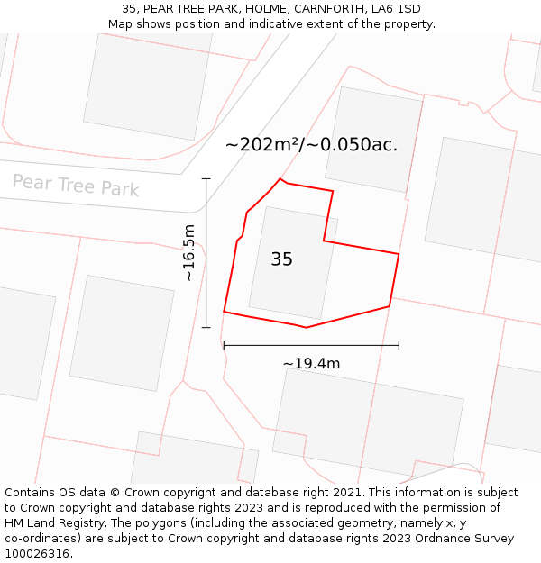 35, PEAR TREE PARK, HOLME, CARNFORTH, LA6 1SD: Plot and title map