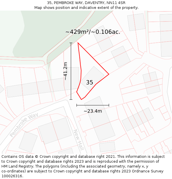 35, PEMBROKE WAY, DAVENTRY, NN11 4SR: Plot and title map