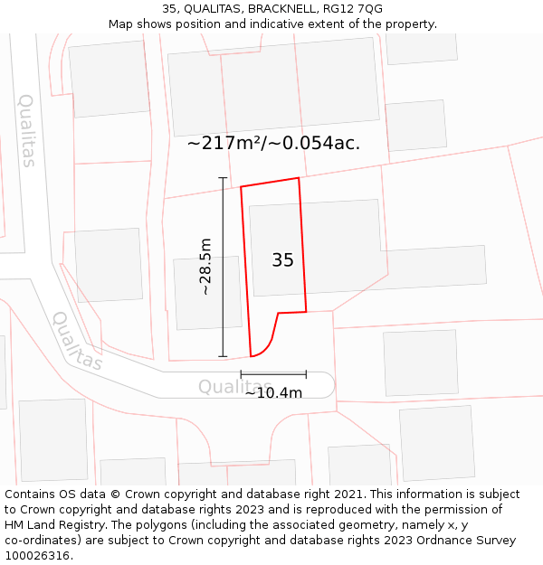 35, QUALITAS, BRACKNELL, RG12 7QG: Plot and title map